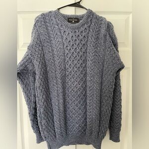 The Irish Store Blue Cable Knit Wool Sweater